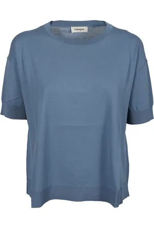 KANGRA CASHMERE Koszulki, Mężczyzna, Niebieski, S, Bawełniana koszulka w kolorowych jeansach