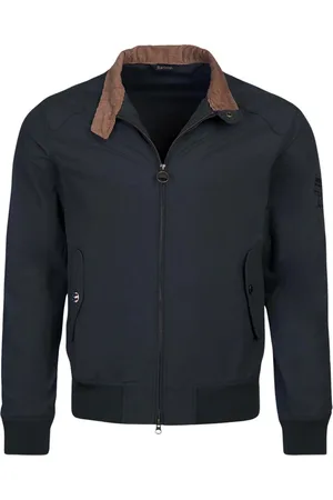 Barbour Kurtki, Mężczyzna, Niebieski, M, Bawełna, Niebieski dopasowany płaszcz z żebrowanymi detalami