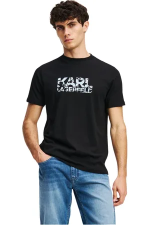 Karl Lagerfeld Koszulki, Mężczyzna, Czarny, 2XL, Bawełniany T-shirt z obrazem projektu logo