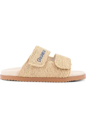 Dsquared2 Buty, Mężczyzna, Beżowy, 43 EU, Zamsz, Niebieskie Sandały z Haftem na rzep