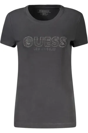 Guess Koszulki, Kobieta, Czarny, S, Czarne Bawełniane Topy i T-shirt