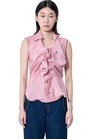 Vivienne Westwood Koszulki, Kobieta, Różowy, M, Koszula w paski z haftem logo