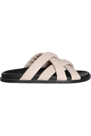Max Mara Buty, Kobieta, Beżowy, 37 EU, Szare Beżowe Obuwie Wsuwane z Imitacji Skóry
