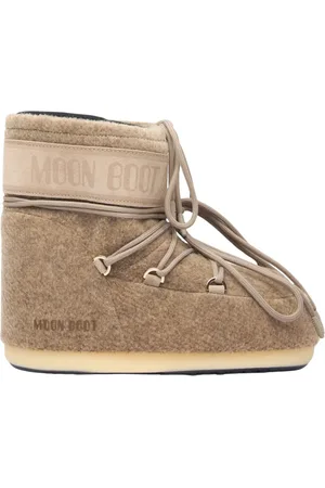 Moon Boot Buty, Mężczyzna, Beżowy, 42 EU, Zamsz, Filcowe Niskie Buty z Panelem z Logo