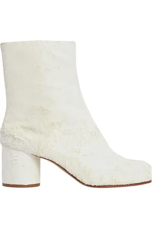 Maison Margiela Buty, Kobieta, Biały, 36 EU, Białe Botki z Rzeźbionym Obcasem