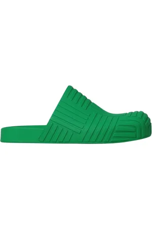 Bottega Veneta Buty, Mężczyzna, Zielony, 42 EU, Zielone Gumowe Klapki Wzór Intrecciato