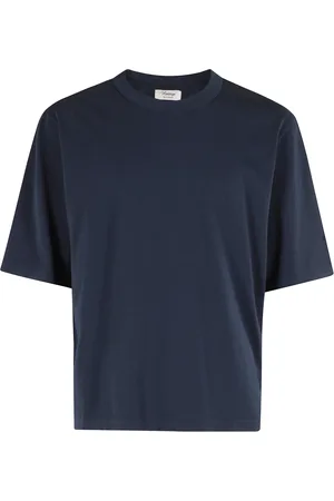 TELA Koszulki, Mężczyzna, Niebieski, M, Niebieski Oversized T-shirt z Opadającym Ramieniem