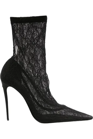 Dolce & Gabbana Buty, Kobieta, Czarny, 36 EU, Czarne Koronkowe Botki