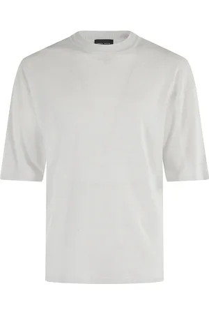 Roberto Collina Swetry, Mężczyzna, Biały, XL, Len, Comfy Fit Crew Neck Short Sleeve