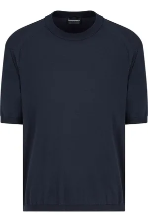 Emporio Armani Swetry, Mężczyzna, Niebieski, 2XL, Nocny niebieski sweter z krótkimi rękawami
