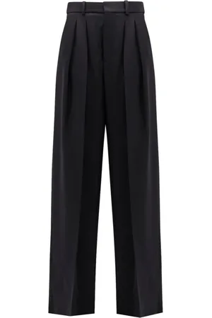 Saint Laurent Spodnie, Kobieta, Czarny, S, Czarne Wełniane Spodnie o Szerokich Nogawkach