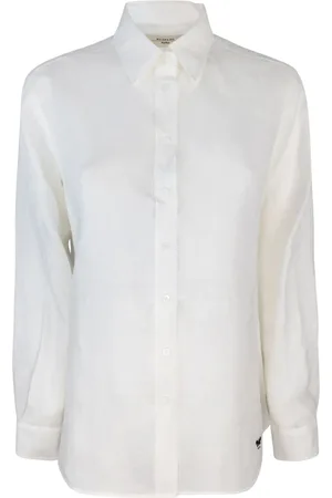 Max Mara Bluzki, Kobieta, Biały, XS, Len, Biała Koszula lniana Hafty Wyłączone