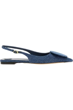 Jacquemus Buty, Kobieta, Niebieski, 36 EU, Denim, Niebieskie Denimowe Baletki z Paseczkiem