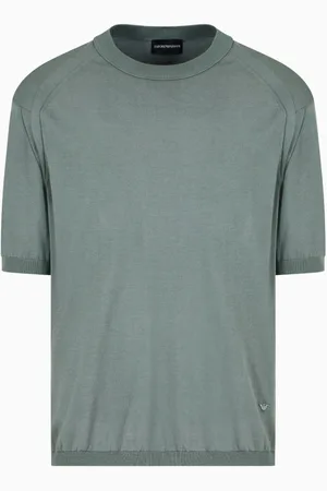 Emporio Armani Koszulki, Mężczyzna, Zielony, XL, Zielony Sweter z Krótkimi Rękawami