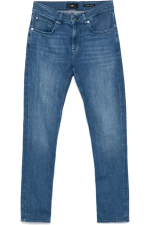 7 for all Mankind Jeansy, Mężczyzna, Niebieski, W33, Niebieskie Jeansyy z Klasycznym Stylem