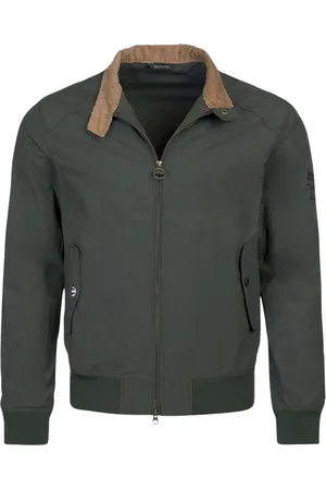 Barbour Kurtki, Mężczyzna, Zielony, L, Zielony dopasowany płaszcz z żebrowanymi detalami