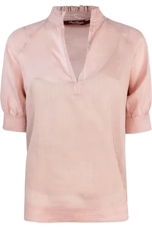 Max Mara Bluzki, Kobieta, Różowy, S, Len, Różowa Koszula Jersey Top Ramie