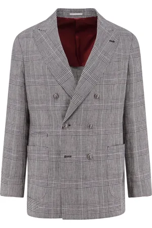 Brunello Cucinelli Kurtki, Mężczyzna, Czarny, XL, Czarny Bawełniany Lniany Marynarka