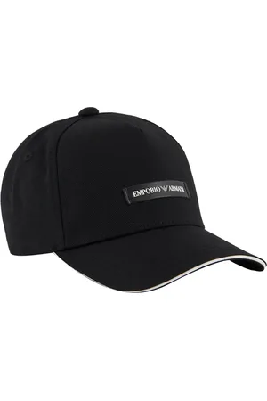 Emporio Armani Akcesoria, Mężczyzna, Czarny, ONE SIZE, Bawełna, Czapka Baseballowa z Logo Patch