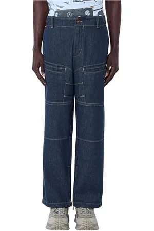Moncler Jeansy, Mężczyzna, Niebieski, L, Denim, Jeansyy z Denimu z Ozdobnymi Szwami i Kieszeniami