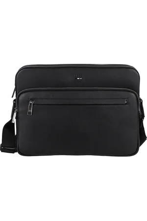 HUGO BOSS Torebki, Mężczyzna, Czarny, ONE SIZE, Poliester, Czarna Młotkowana Torebka Kurierka z Ekoskóry