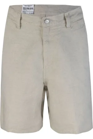 Carhartt Szorty, Mężczyzna, Szary, S, Spodnie Szorty z Lnu z Zamkiem