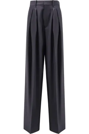 Saint Laurent Spodnie, Kobieta, Niebieski, M, Niebieskie Spodnie z Wysokim Stanem z Wełny