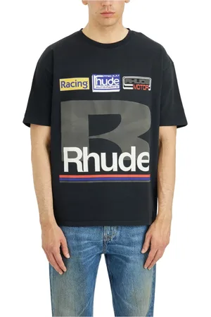 Rhude Koszulki, Mężczyzna, Czarny, S, T-shirt Petrol Patch Styl Miejski