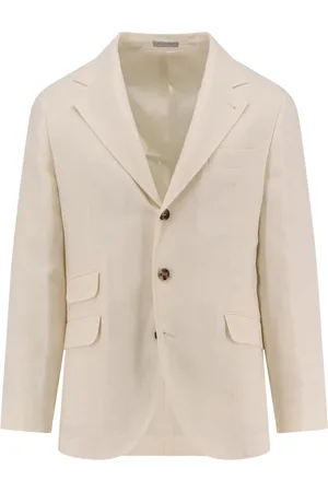 Brunello Cucinelli Kurtki, Mężczyzna, Biały, 2XL, Marynarka z Lnu Jedwabiu Wełny