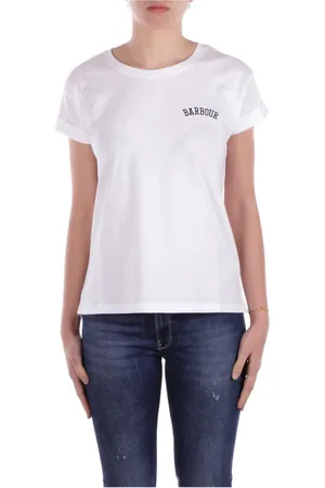 Barbour Koszulki, Kobieta, Biały, XL, Bawełna, Białe T-shirty i Pola Logo Przód