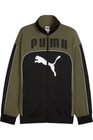 PUMA Bluzy, Mężczyzna, Czarny, M, Czarna Kurtka z Zamkiem Retro Styl