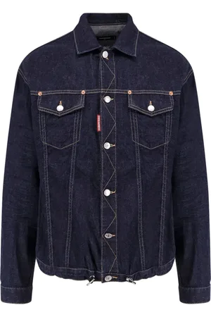 Dsquared2 Kurtki, Mężczyzna, Niebieski, XL, Denim, Niebieskie Kurtki z Metalowymi Guzikami