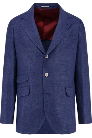 Brunello Cucinelli Kurtki, Mężczyzna, Niebieski, 2XL, Niebieski Lniany Wełniany Jedwabny Blezer