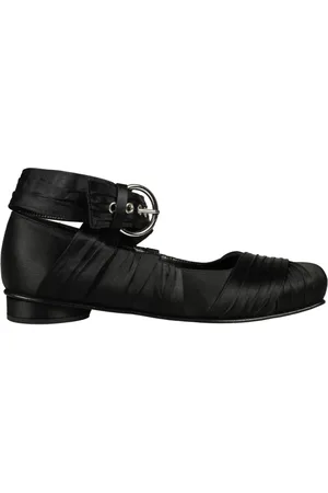 ALOHAS Buty, Kobieta, Czarny, 41 EU, Jedwabna Czarna Baletnica z Skórzanymi Sznurówkami
