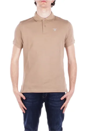 Barbour Koszulki, Mężczyzna, Beżowy, M, Bawełna, Męskie Koszulki Polo Zapięcie na guziki