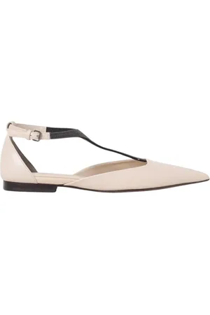 Brunello Cucinelli Buty, Kobieta, Beżowy, 39 EU, Beżowe Skórzane Baletki z Sprzączką