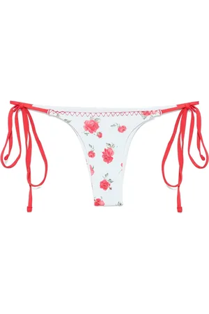 Frankies Bikinis Stroje kąpielowe, Kobieta, Wielobarwność, M, Plażowa odzież z kwiatowym wzorem i bocznym wiązaniem