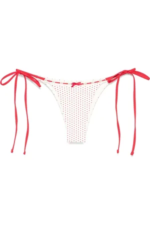Frankies Bikinis Stroje kąpielowe, Kobieta, Beżowy, S, Plażowa Moda w Groszki z Wiązaniem
