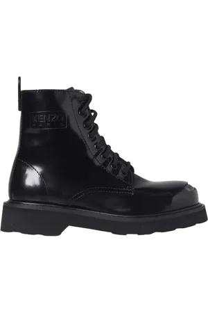 Kenzo Buty, Kobieta, Czarny, 36 EU, Czarne Skórzane Śniegowce na Sznurowadła