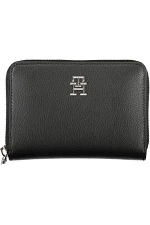 Tommy Hilfiger Akcesoria, Kobieta, Czarny, ONE SIZE, Poliester, Elegancki Czarny Portfel z Wieloma Przegrodami