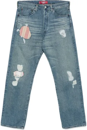 JUNYA WATANABE Jeansy, Mężczyzna, Niebieski, L, Indigo Klasyczne Jeansyy na Guziki