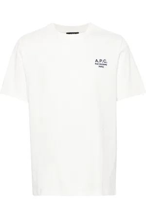 A.P.C. Koszulki, Mężczyzna, Biały, M, Bawełna, Koszulka z haftowanym logo z okrągłym dekoltem