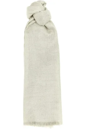 Brunello Cucinelli Akcesoria, Kobieta, Biały, ONE SIZE, Kaszmir, Srebrny Jedwabny Szal Kaszmirowy