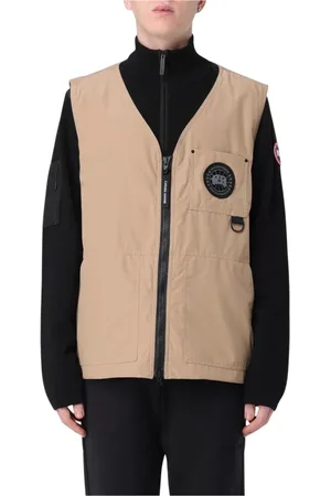 Canada Goose Kurtki, Mężczyzna, Beżowy, S, Nylon, Stylowa Czarna Kamizelka dla Mężczyzn