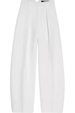 Jacquemus Spodnie, Kobieta, Biały, S, Białe Spodnie Garniturowe Ovalo