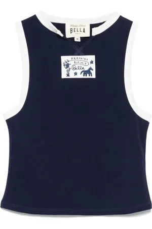 Frankies Bikinis Koszulki, Kobieta, Niebieski, XS, Granatowy Bezrękawnik z Logo