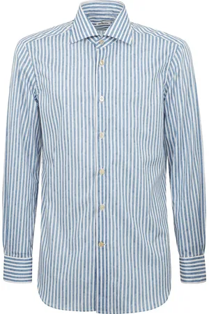 Kiton Koszule, Mężczyzna, Niebieski, 2XL, Koszula Regular Fit z Francuskim Kołnierzem w Wzory