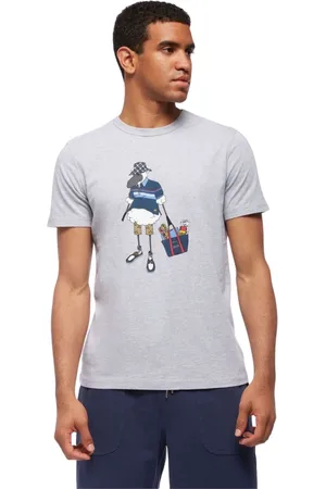 Brooks Brothers Koszulki, Mężczyzna, Szary, L, Bawełna, Bawełniany T-shirt z nadrukiem Henry
