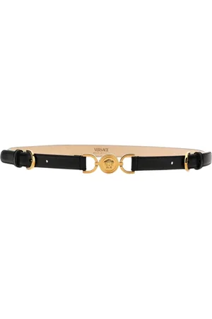 VERSACE Akcesoria, Kobieta, Czarny, 90 CM, Czarny Skórzany Pasek z Głową Meduzy