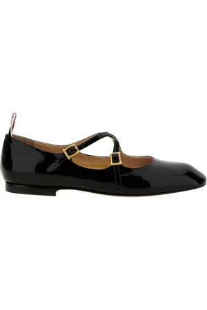 Thom Browne Buty, Kobieta, Czarny, 38 EU, Czarne Baletki z Lakierowanej Skóry